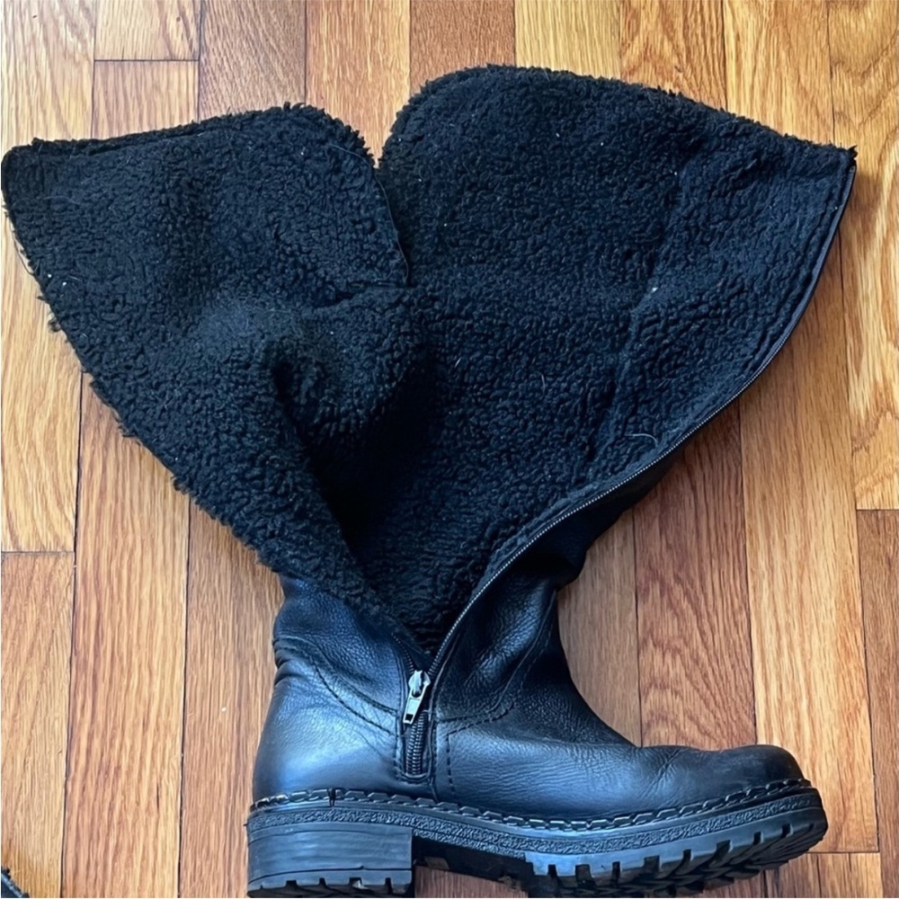 Musse & Cloud Black Lug Sole Fleece Lined Moto Boots EUR 40 / US 9 - Picture 9 of 11